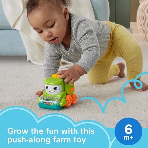 Fisher-Price Baby Toy Rollin’ Tractor Push-Along Vehicle with Fine Motor Activities for Infants Ages 6+ Months thumbnail 3