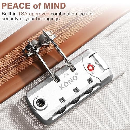 Kono 24 Inch Luggage Suitcase Lightweight with Spinner Wheels TSA Lock Hardside Medium Checked Luggage Durable Rolling Suitcase Cream White thumbnail 7