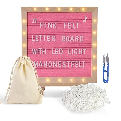 Pink Felt Letter Board with Stand, Built-in LED Lights With Tripod Stand and Wall Mount Hanger for Party Home Decor(10x10),Menu Board, 340 Letters for Custom Sign Messages, Party Planning (Pink) - Image 1