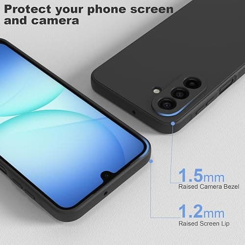 THIYUFUNS Case for Samsung Galaxy A17 5G / 4G with 2 Tempered Glass Screen Protector, Silicone Slim Fit Shockproof Anti-Scratch Compatible with Samsung Galaxy A17 5G / 4G - Black thumbnail 6