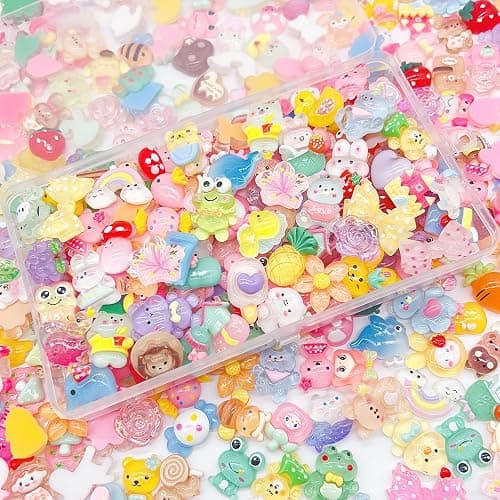 JINDUODUO 120 Pcs Flatback Resin Slime Charms, Bulk Kawaii Assorted Cute Charms Ornaments for Phone Junk Cases, Scrapbooking, DIY Crafts thumbnail 5