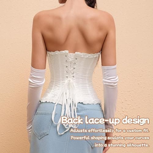 QFE Corset Tops for Women Lace Waist Push Up Sexy Bustiers Shapewear Lingerie Renaissance Underbust Bodysuit Boned thumbnail 5