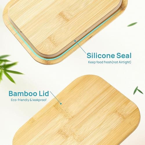 Vtopmart 5 Pack Glass Food Storage Containers with Bamboo Lids, 35oz | Reusable Meal Prep Containers for Leftovers, Lunch & Kitchen Storage, Microwave, Dishwasher Safe Glass Food Containers thumbnail 6