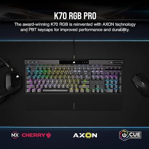 CORSAIR K70 RGB PRO Mechanical Wired Gaming Keyboard – Cherry MX Red Linear Switches, SOCD, PBT Double-Shot Keycaps, 8000Hz Hyper-Polling, NKRO, Anti-Ghosting, Tournament Switch, QWERTY NA – Black thumbnail 2