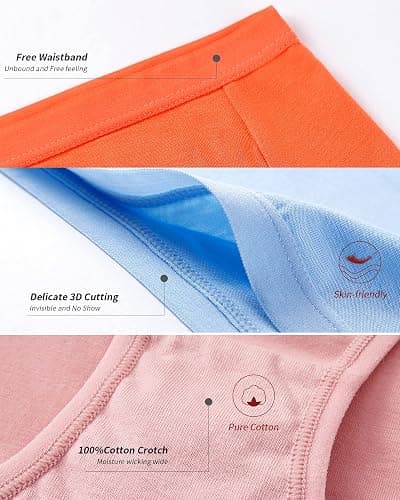 Eiggam Women's Cotton Bikini Panties,High-Cut Full Coverage Stretch Cool Underwear for Women thumbnail 5