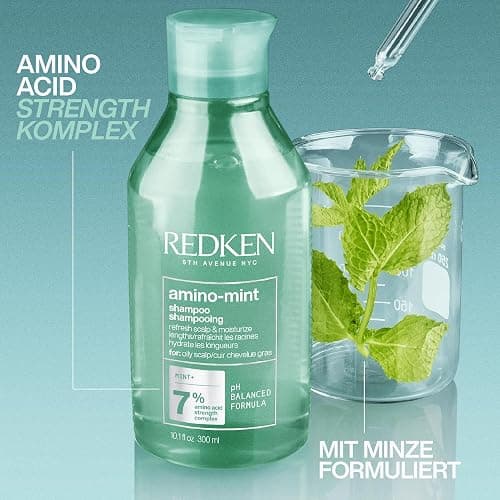 Redken Haarshampoo für fettige und gereizte Kopfhaut, pH-Wert ausgleichend, Mit Minze und Amino Acid Komplex, Amino Mint Shampoo, 1 x 300 ml thumbnail 3