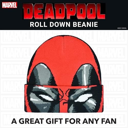 Marvel Deadpool Beanie Hat, Winter Knit Cap with Cuff thumbnail 6