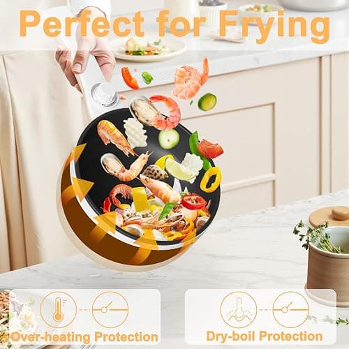 Dezin Hot Pot Electric Upgraded, Non-Stick Sauté Pan, Rapid Noodles Electric Pot, 1.5L Mini Portable Hot Pot for Steak, Egg, Fried Rice, Ramen, Oatmeal, Soup with Power Adjustment thumbnail 4