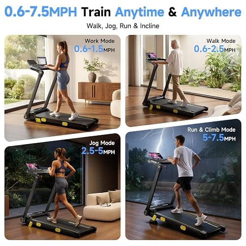 YPOO 13% Incline Walking Pad Handle 6.2MPH RGB Light Foldable | Home & office, 13% incline with RGB light, 6.2MPH speed, handle bar, 300LBS, Portable Folding Walking Treadmills & App thumbnail 10