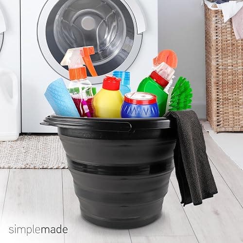SIMPLEMADE Collapsible Bucket Cleaning Set - Includes 2 Foldable Buckets, Spray Bottle, Rag, Scrubbing Brush and Sponge - Holds Up to 10 liters, Easy Storage, All-Purpose Cleaning Solution thumbnail 2