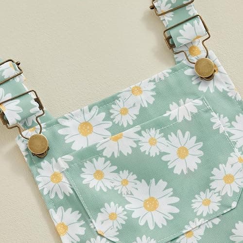 Ayalinggo Toddler Baby Girl Sunflower Print Overalls Shorts with Pocket Suspender Trousers Cute Summer Clothing Outfit thumbnail 4