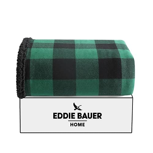 Eddie Bauer - Blanket, Super Soft Reversible Sherpa & Brushed Fleece Bedding, Throw Blankets for Couch, Ideal for Lounging (Cabin Plaid Green) thumbnail 6