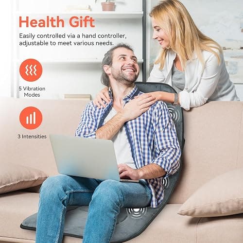 CuPiLo Heated Massage Mat for Bed, Back Massager with Heat & Vibration | Ultra-Soft Plush Massage Pad with 10 Motors, Body Massager for Couch, Recliner, Home, Birthday Gifts for Women Men Mom Dad thumbnail 6