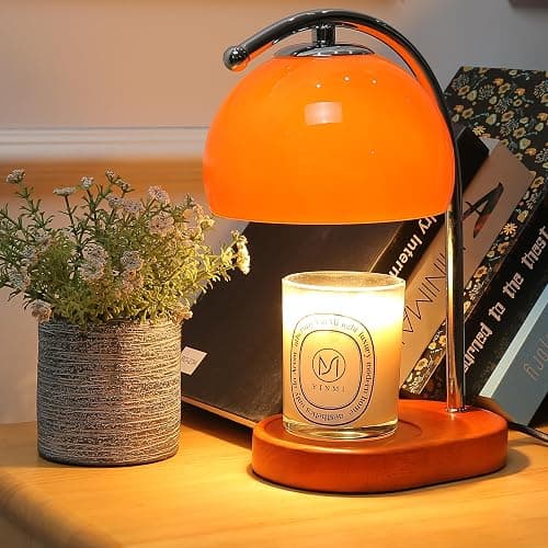 FCTWAKS Mid Century Orange Glass Candle Warmer Lamp with Timer & Dimmer, Mothers Day Birthday Gifts for Women Mom, House Warming Gifts New Home, Wax Warmer Lamp for Bedroom Decor with 2 Bulbs - Image 1