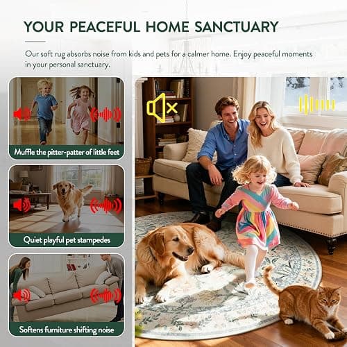 Lahome Boho Rugs for Living Room, Washable Large 8 x 10 Area Rugs for Bedroom Non Slip, Soft Ultra-Thin Distressed Floral Throw Carpet for Office Dining Room, Cream/Multi thumbnail 8