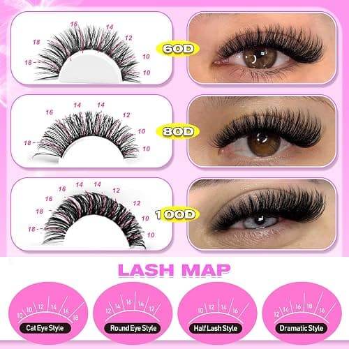 wiwoseo Individual Eyelashes Cluster Lashes Kit Lashes Individual Cluster Kit 60+80+100D Lash Clusters Eyelash Extensions Eyelashes Individuals Kit with Bond and Seal Lash Glue (10-18MM) thumbnail 4