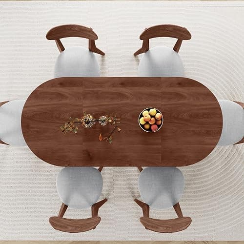 70.8 Inch Dining Table for 4-6 People, Oval Kitchen Table with Semi-Cylindrical Legs Base, Modern Farmhouse Round Dinner Tables for Dining Room Kitchen Living Room (Walnut) thumbnail 7