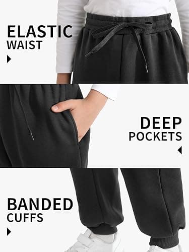 Resinta 4 Pack Boys' Fleece Sweatpants Kids Athletic Jogger Pants with Pockets Drawstring thumbnail 2