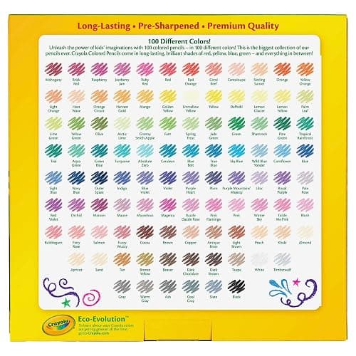 Crayola Long Barrel Colored Woodcase Pencils, 3.3 Mm, 100 Assorted Colors/Set thumbnail 5