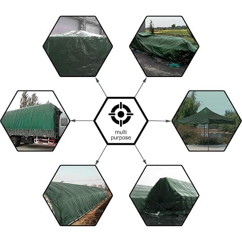 CARTMAN 2 Pack Finished Size 8x10 Feet Waterproof Green Tarp 8 Mil Thick, Multipurpose Protective Cover for Emergency Rain Shelter Camping Tarpaulin thumbnail 2
