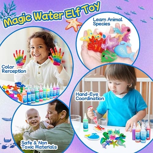 Glow-in-The-Dark Magic Gel Water Elf Toy Kit - Aqua DIY Fairy Set with 18 Sea Creature Molds, 100ml Water Gel, 20 Color Gels, Christmas & Birthday Gift, Make Your Own Arts & Crafts STEM Kit for Kids thumbnail 7