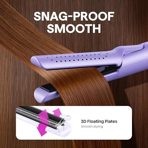 Wavytalk Airflow Styler Curling Iron, Cool Curl, 360° Cool Air Lock in Style for Lasting Curls, Reduces Damage, 2 in 1 Hair Straightener and Curler, 1.25 Inch, Anti-Scald for Short Long Hair, Purple thumbnail 5