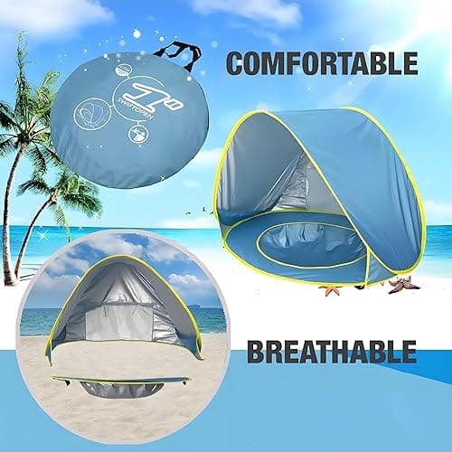 PandaEar Baby Beach Tent with Pool, Pop Up Sun Shelter for Infant Toddlers, Portable UV Protection Shade with Carry Bag for Outdoor Travel, Camping thumbnail 4