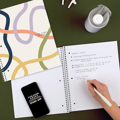 Five Star Spiral Notebook + Study App, 1 Subject, College Ruled, 8-1/2" x 11", 80 Sheets, Fights Ink Bleed, Water Resistant Covers, Organic Lines (820233F) thumbnail 8