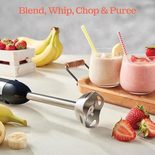 Powerful Immersion Blender, Electric Hand Blender 500 Watt with Turbo Mode, Detachable Base. Handheld Kitchen Gadget Blender Stick for Soup, Smoothie, Puree, Baby Food, 304 Stainless Steel Blades thumbnail 9