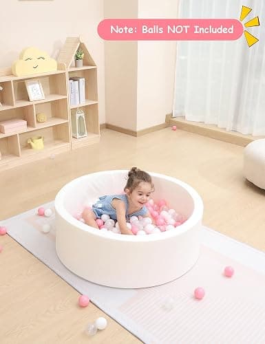 Baby Ball Pit for Toddlers, 35.4"x 11.8" Foam Ball Pit for Kids, Soft Round Ball Pool for Baby, Indoor and Outdoor Playpen, Ideal Gift for Children, White, (Balls not Included) thumbnail 5