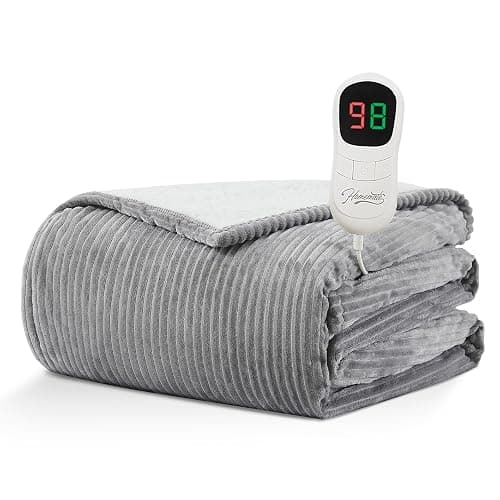 Homemate Electric Heated Blanket Twin Size - 62"x84" Heating Blanket Twin Size 1/2/4/6/8 Hours Auto-Off 10 Heat Level Over-Heat Protection Soft Flannel Sherpa ETL Certification - Image 1