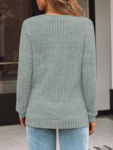 AUTOMET Womens V Neck Long Sleeve Shirt Fall Fashion Tops Tunic Dressy Casual Sweater Clothes Cute Trendy Work Outfits 2025 thumbnail 4