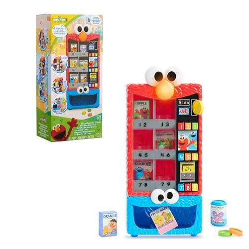 Sesame Street Elmo’s Sesame Snacks Vending Machine Toy by Just Play | 6 Play Snacks, 3 Coins, Music, Phrases, Interactive Pretend Play, Learning Toy, Ages 2 and Up - Image 1