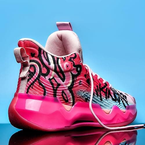 Men's High-Top Basketball Shoes Anti-Slip and Wear-Resistant Soles Running Shoes Graffiti Design Fashionable Sports Shoes thumbnail 4
