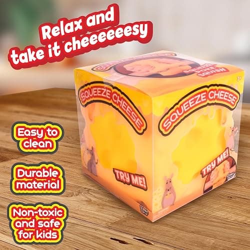 Extra Large Squishy Squeeze Cheese Block, Gag Gifts Funny Adult, 4.25 Inch Giant Stress Ball, Fidget Sensory Toy for Kids thumbnail 5