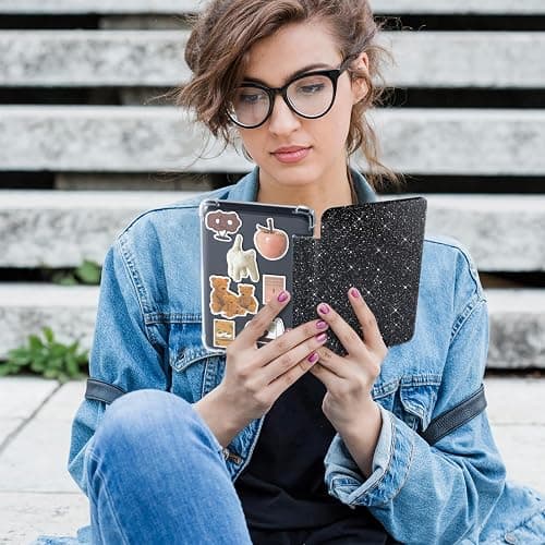 CoBak Case for 6" Kindle 11th Gen (2024 and 2022 Release) - Ultra Slim Transparent Clear TPU Back Shell Protective Cover with Auto Wake/Sleep for Kindle 11th Generation 2024 Release, Glitter Black thumbnail 8