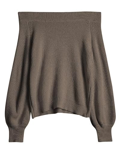 ZAFUL Sweaters for Women Off Shoulder Knit Sweater with Long Sleeve Loose Pullover Jumper Tops - Image 1
