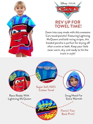 Disney Boys Poncho Cars Red One Size thumbnail 6