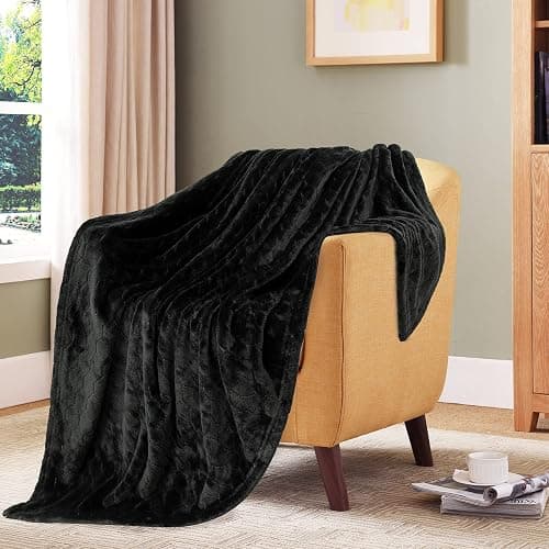 TOONOW Fleece Blanket Fuzzy Plush Throw Blanket 50" x 60", Super Soft Fluffy Bed Blanket Geometric Pattern Comfy Microfiber Flannel Blankets for Couch, Bed, Sofa, Black thumbnail 6