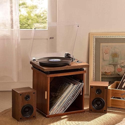 1 BY ONE Bluetooth Turntable Hi-Fi System with 36 Watt Bookshelf Speakers, Vinyl Record Player with Magnetic Cartridge thumbnail 6