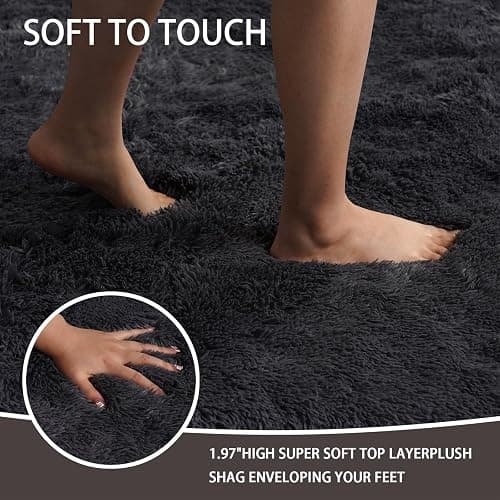 Fyoulimt 8x10 Area Rugs for Bedrooms, Fluffy Rugs for Living Room Decor, Ultra Soft Anti Slip Shag Fuzzy Carpets，Washable Large Area Rugs for Nursery, Kids, Girls, Boys Grey thumbnail 2