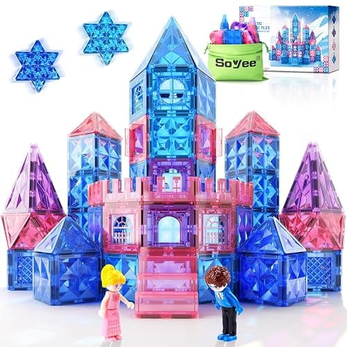 Diamond Magnetic Building Blocks - Frozen Princess Toys for 3-8 Year Old Girls & Boys - 3 4 5 6 Year Old Girl Birthday Xmas Present - Image 1