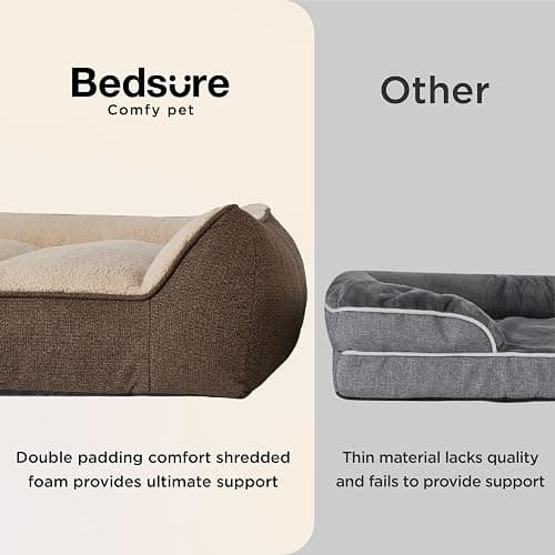 Bedsure SupportMax XL Orthopedic Dog Beds Large Sized Dog - Extra Thick Supportive Dogs Couch with Waterproof Washable Cover, Extra Large Comfort Pet Sofa with Soft Sherpa and Nonskid Bottom, Brown thumbnail 3