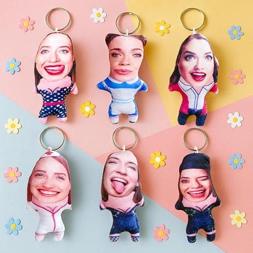 VEELU Cute Plush Keychain for Backpacks, Custom Photo Keychain, Ugly Pillow Pendant, Purse Bag Charm Gift for Men thumbnail 4