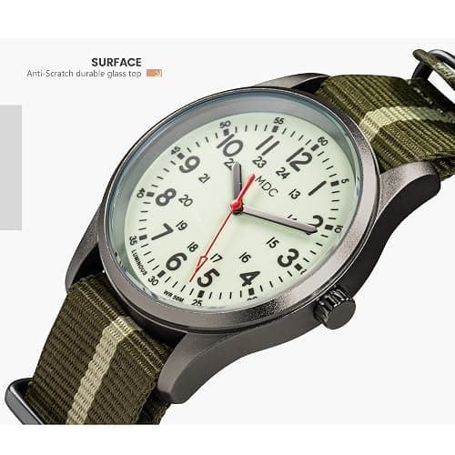 Infantry MDC Glow in The Dark Watches for Men, 12/24 Hour Military Time Watch Waterproof, Field Outdoor Sport Mens Wristwatch with Slip-Thru Nylon Band thumbnail 5