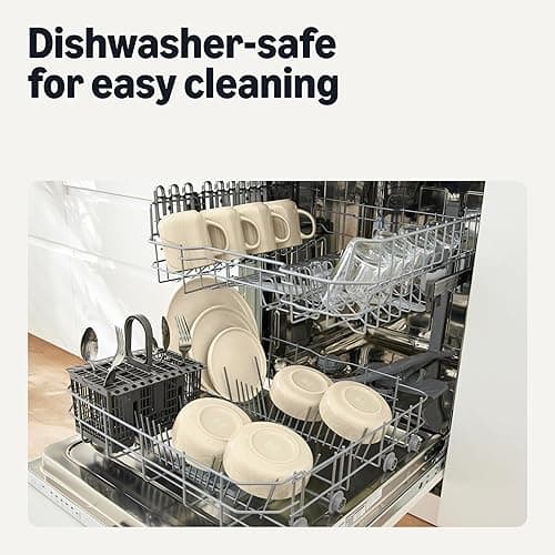 Amazon Basics Glazed Stoneware Dinnerware, 12-Piece Set, 4 Full Place Settings, Dishwasher-Safe, Ivory thumbnail 6