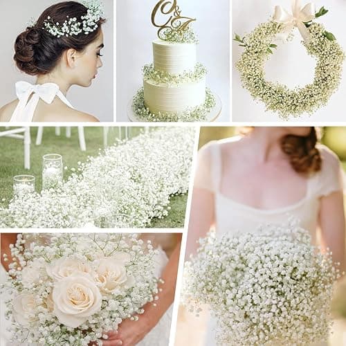 6Pcs Babys Breath Artificial Flowers, 21'' White Gypsophila Fake Flowers | Realistic Baby Breath Flowers Artificial Bulk for Wedding Centerpieces Bouquet Floral Arrangement Baby Shower Vase Filler thumbnail 8