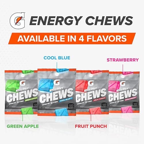 Gatorade Energy Chews, 4 Flavor Variety Pack, 1.06 oz Pouches, (8 Pack) | Caffeine Free, B12, 100 Calorie Pouches thumbnail 6