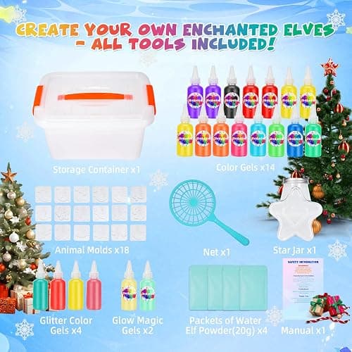 Magic Water Elf Toy Kit– 20 Magic Gels (2 Glow-in-The-Dark) & 18 Sea Creature Molds, DIY Aqua Fairy Water Gel Crafts Toy, Make Water Pets & Squishy Figures, Fun Birthday Gift for Kids Ages 3+ thumbnail 2
