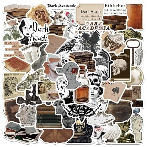 Taamoaa 50 PCS Dark Academia Stickers, Vintage Gothic Aesthetic, Dark Academia Decor for Journaling, Scrapbook, Water Bottle, Laptop - Image 1